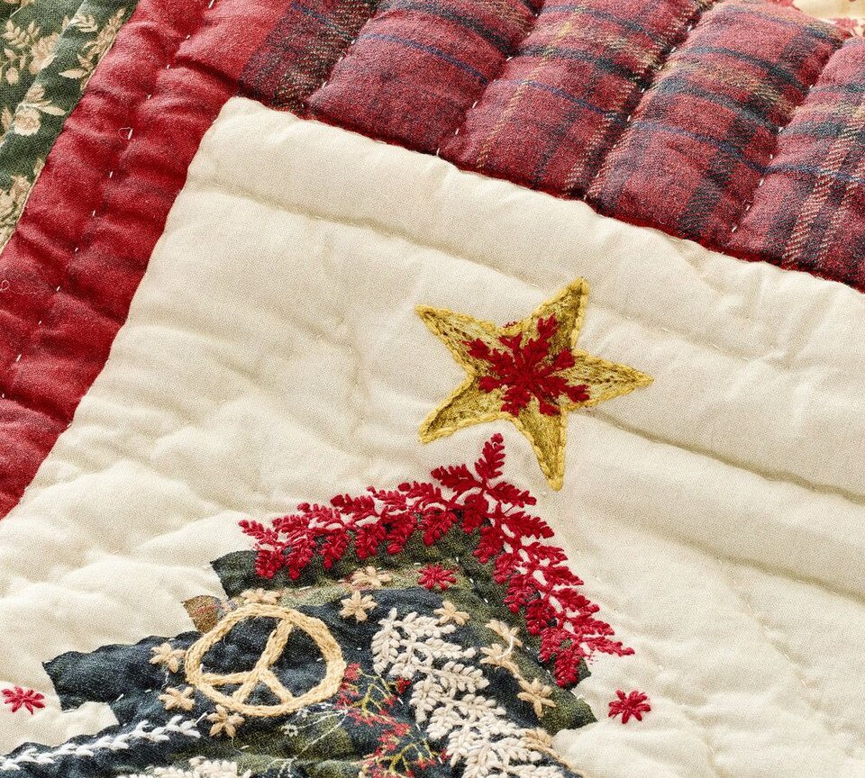 Festive Embroidered Cotton Table Runner Pottery Barn Australia